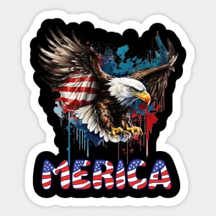 4th Of July Merica Patriotic USA Flag Bald Eagle Sticker